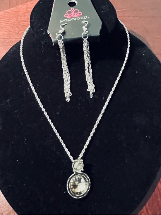 paparazzi Jewelry - paparazzi Silver-Tone Clear Crystal Double Drop Necklace